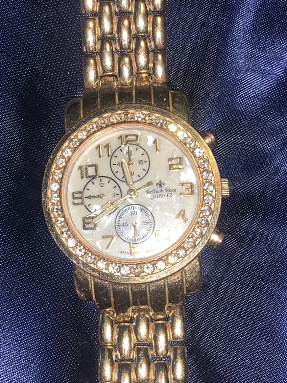 Bella Rose Closet Gold-Tone Men's Bracelet Watch with Crystal Accents